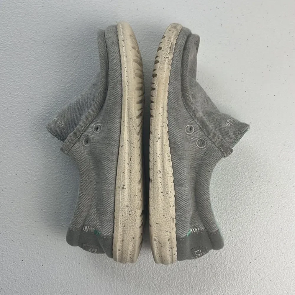 Hey Dude Wally Youth Stretch Grey Round Toe Low Cut Memory Foam Chukka Loafer Y1 - Picture 7 of 8